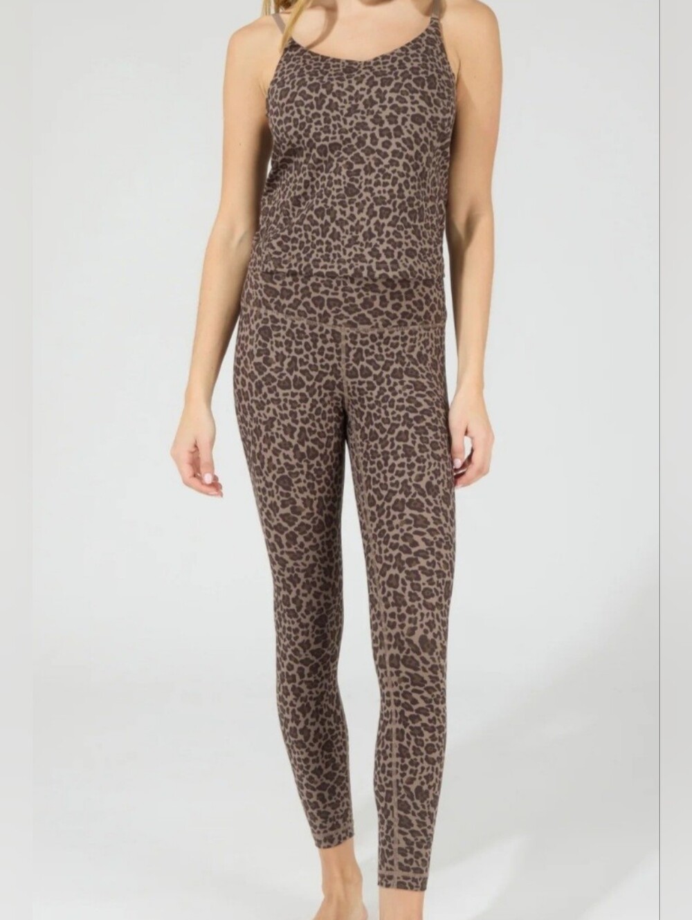 Yogalicious Butter Tech Veloria 2 Piece Set In Brown Leopard